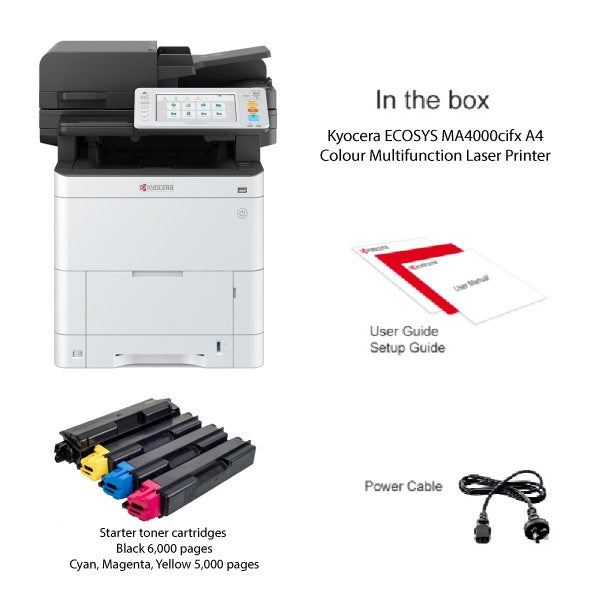 Kyocera ECOSYS MA4000cifx A4 Colour Multifunction Printer - 40PPM - Print / Copy / Fax / Scan - The Printer Clinic