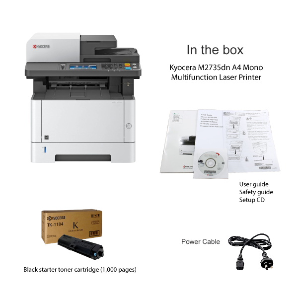 Kyocera ECOSYS M2735dw A4 Black & White Multifunction Laser Printer - Print / Copy / Fax / Scan / Wireless