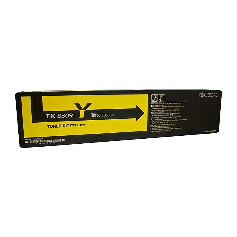 Genuine TK8309Y Kyocera Yellow Toner Cartridge for Kyocera TASKALFA 3050CI, 3550CI, 3051CI, 3551CI - 15,000 pages - The Printer Clinic