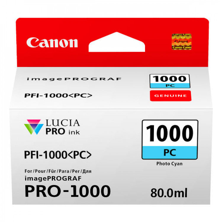 Canon PFI-1000 Photo Cyan Ink Tank 80ml PFI1000PC (Genuine OEM) - The Printer Clinic