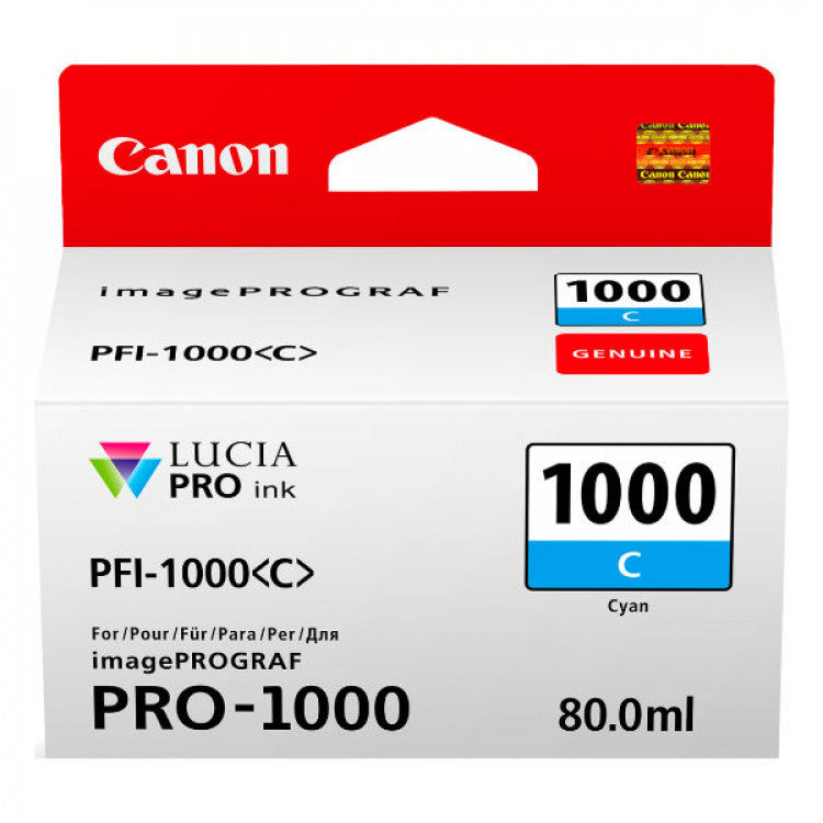 Canon PFI-1000 Cyan Ink Tank 80ml PFI1000C (Genuine OEM) - The Printer Clinic