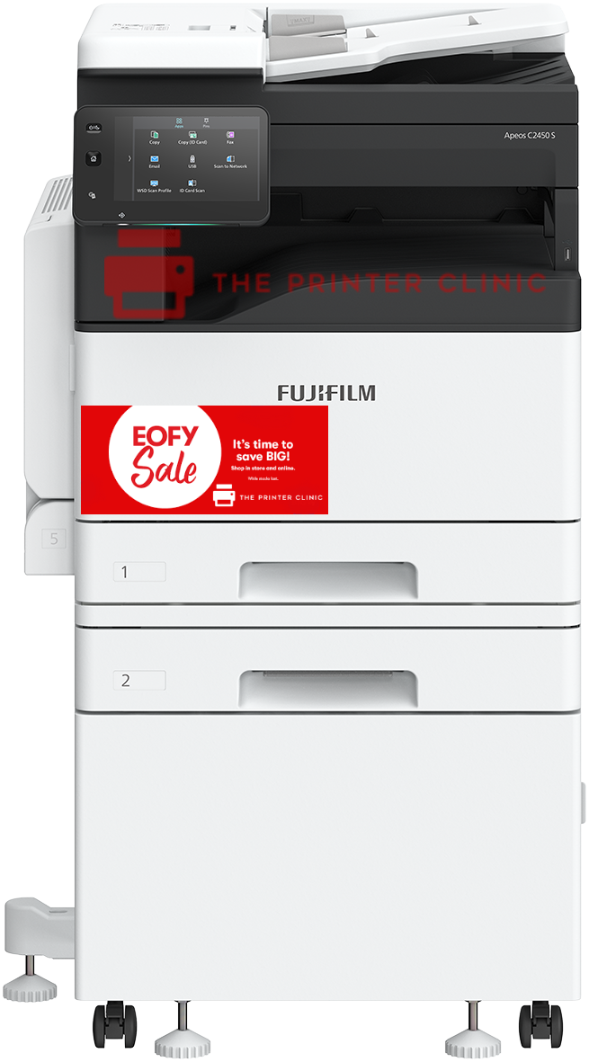 FUJIFILM Apeos C2450S A3 Colour Multifunction Printer + 500 Sheet Tray + Cabinet + Bonus BLK Toner + 3Y WTY