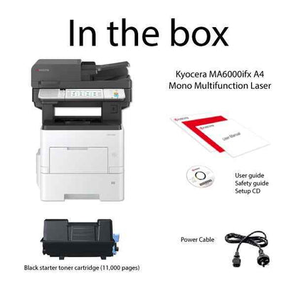 Kyocera multifunction printer MA6000ifx A4 Black & White - Print / Copy / Fax / Scan - 60PPM (Wifi Optional)