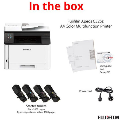 FUJIFILM Apeos C325z A4 Colour Multifunction Printer + Extra Set of Genuine Toner Cartridges (31PPM) Print / Copy / Fax / Scan / Wireless - The Printer Clinic
