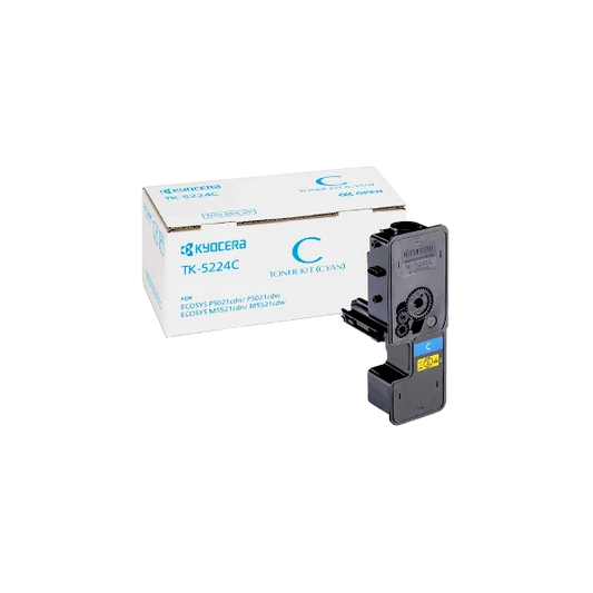 Genuine TK5224C Kyocera Cyan Toner Cartridge for Kyocera P5021CDN, P5021CDW, M5521CDN, M5521CDW - 1,200 pages - The Printer Clinic