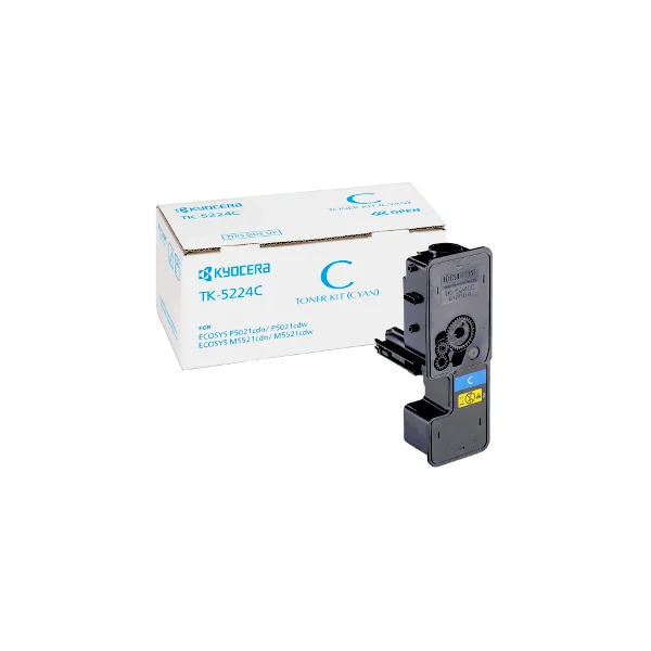 Genuine TK5224C Kyocera Cyan Toner Cartridge for Kyocera P5021CDN, P5021CDW, M5521CDN, M5521CDW - 1,200 pages