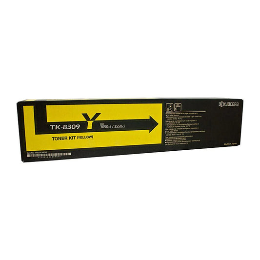 Genuine TK8309Y Kyocera Yellow Toner Cartridge for Kyocera TASKALFA 3050CI, 3550CI, 3051CI, 3551CI - 15,000 pages - The Printer Clinic