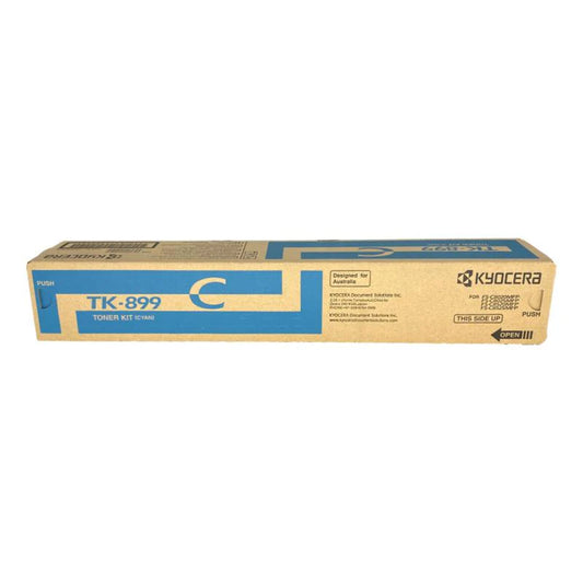 Genuine TK899C Kyocera Cyan Toner Cartridge for Kyocera FSC8025MFP, FSC8020MFP, FSC8520MFP, FSC8525MFP - 6,000 pages - The Printer Clinic