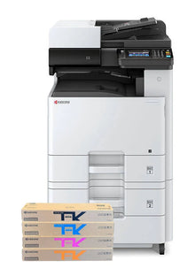 KYOCERA Ecosys M8124cidn A3 Colour Multifunction Printer with PF-470, 500 sheet paper cassette & cabinet + BONUS SET OF GENUINE TONER - Print / Copy / Scan