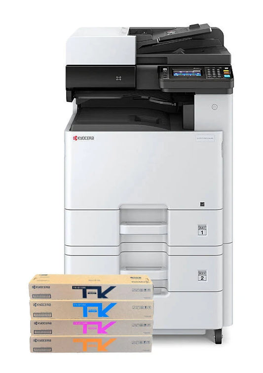 KYOCERA Ecosys M8124cidn A3 Colour MFP + 1 x 500 Sheet Paper Cassette & Cabinet  + BONUS SET OF GENUINE TONER - Print / Copy / Scan