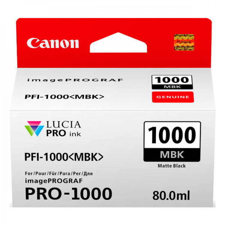 Canon PFI-1000 Matte Black Ink Tank 80ml PFI1000MBK (Genuine OEM) - The Printer Clinic