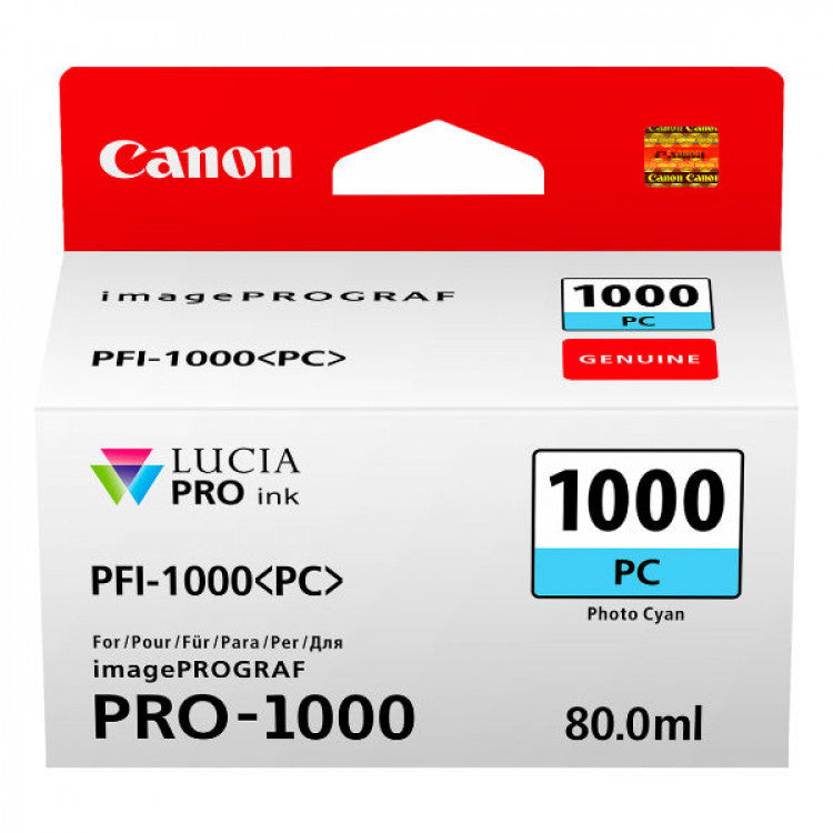 Canon PFI-1000 Photo Cyan Ink Tank 80ml PFI1000PC (Genuine OEM) - The Printer Clinic